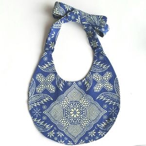 African Infant Bib Cotton Wax Print Blue Yellow